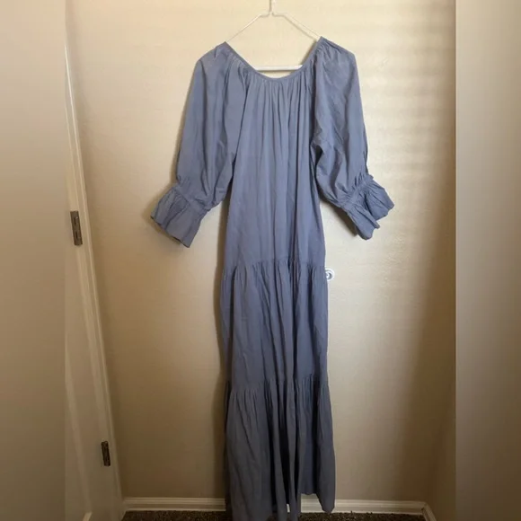 Daughters of India Sahana Flowy Maxi Dress Sz Large in Blue - Picture 7 of 8